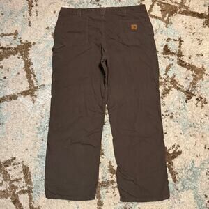 Carhartt B151 DKE Dark Coffee Canvas Carpenter Pants Size 44x32 Brown Workwear